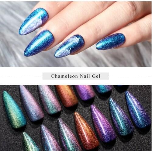 Mtssii Magnetic Glitter Nail Polish 6ml Holographic Chameleon Cat Eye Nail Varnish Soak Off Nail Lacquer Black Base Needed