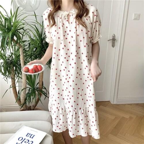 Sweet Lace Short Sleeved Shorts Womens Pajama Set Korean Love Pure Cotton Lovely Home Clothes Female Sleepwear Lady Nightwear