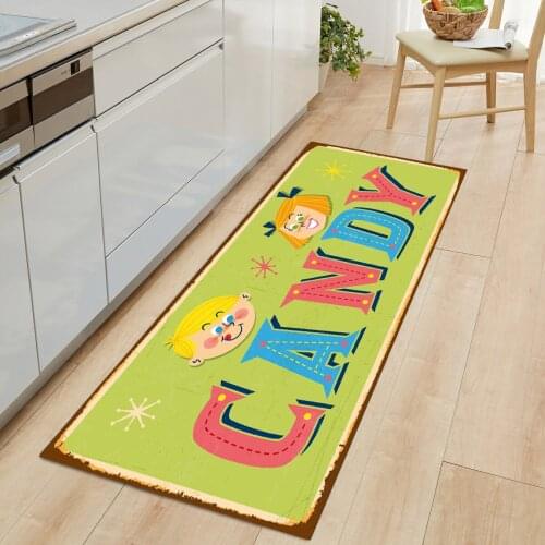Cartoon Kitchen Mat Carpet Cute Boy And Girls Entrance Door Mat Floor Mat Non-Slip Floor Rug for Living Rooms Kitchen Rug Carpet