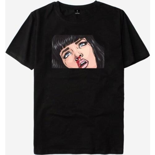 Pulp Fiction Mia Wallace short sleeve t shirt men women summer cotton tshirt t-shirt men casual harajuku t shirts tops clothes