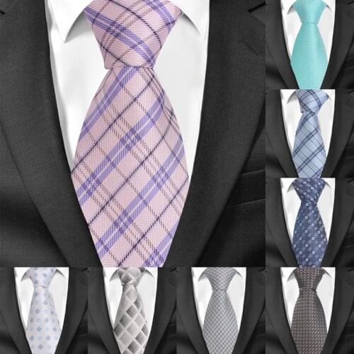 Men Ties Fashion Plaid Neckties For Wedding Business 8cm Widtch Classic Necktie JACQUARD WOVEN Groom Tie For Men Cravat
