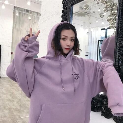 2020 New Cec Sweatshirt For Female Students Winter Plus Velvet Thickening Cute Lazy Wind Hooded Korean Loose Coat Trend Clothes