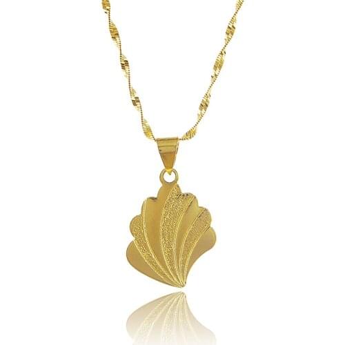 New Arrival Gold-Color Wedding Jewelry For Women Hotsale 24K Gold GP Shell shape pendant Necklace Fashion Gold Chain Necklaces