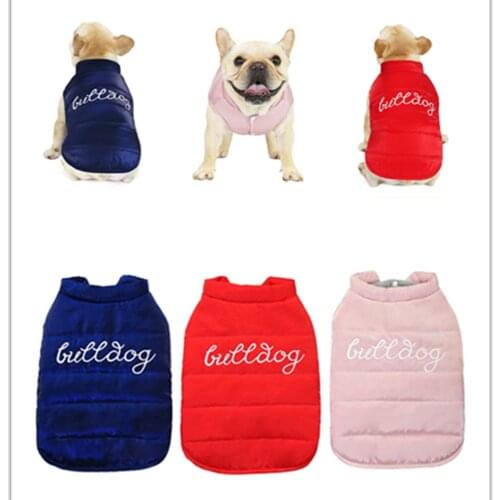 Dog clothes Bulldog cotton clothes Pug fat dog autumn and winter clothes vest cotton vest fleece pet clothes dog coat