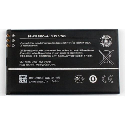 Original BP-4W phone battery for Nokia Lumia 810 822 845 RM-878 BP4W Bateria Batteries 1800mAh