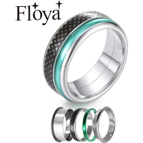 Floya Titanium Stainless Steel Rings Couple Exquisite Statement Band Femme Bijoux Punk Rings Band Free Box