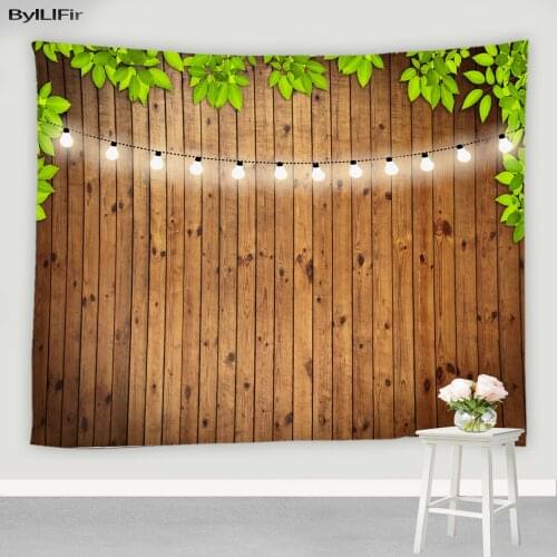 Retro Wood Grain Green Plants Tapestry Modern Art Design Photography Blanket Home Decor Wall Hanging Screen Garden Decoration