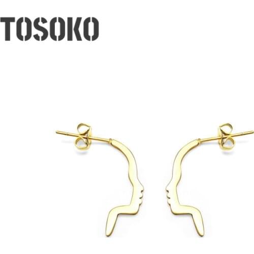 TOSOKO Stainless Steel Earrings Face Features Earrings Female Jewelry BSF194
