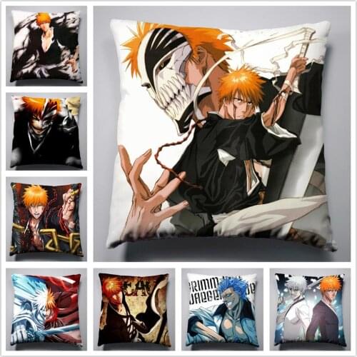 Anime Manga Bleach Silk Pillowcase 40x40cm Pillow Case Cover Seat Bedding Cushion 007