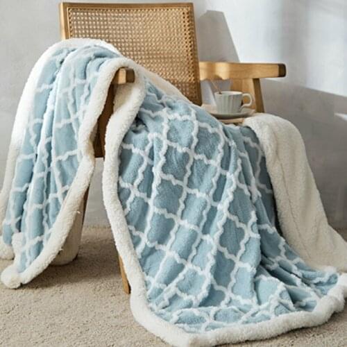 Blue Thick Blanket Cotton Winter Warm Large Weighted Fluffy Luxury Comfy Blanket Soft Mantas De Cama Household Goods DG50B