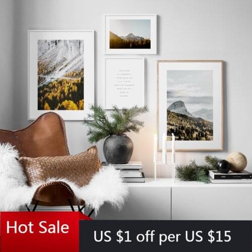 Nordic Mountain Forest Cedar Tree Autumn Nature Art Canvas Painting Posters And Prints Wall Decor Pictures For Living Room Decor