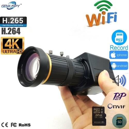 Sony IMX415 Wireless Wifi BOX Mini Network IP Camera 8MP 4K Motion Detection Built 32G Audio IR-CUT H.265 Camhi P2P Remote