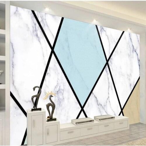 Modern minimalist geometric marble wallpapers line TV sofa background wall window mural wallpaper