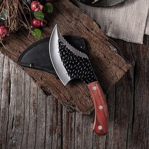 Tactical Hand Axe 5" Outdoor Purpose Fishing Filleting Knife Camping Jungle Self-defense Axe Butcher & Nylon Protective Cover