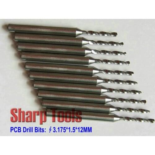 Accurate 10pcs 3.175*1.5*12MM Carbide Drill Bits, CNC Parts for drilling Circuit Board, Carbon Fiber, SMT, FREE Shipping