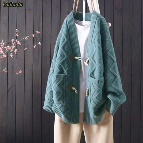 Guilantu Spring Autumn Cardigan Knitted Sweater Coat Women Korean Clothing V Neck Long Sleeve Oversize Cardigan Sueters De Mujer