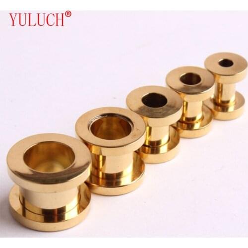 YULUCH 2018 Fashion Couple Golden Pulley Gold Titanium Steel Ear Expander Pop Hollow Jewellery Accessories Earrings