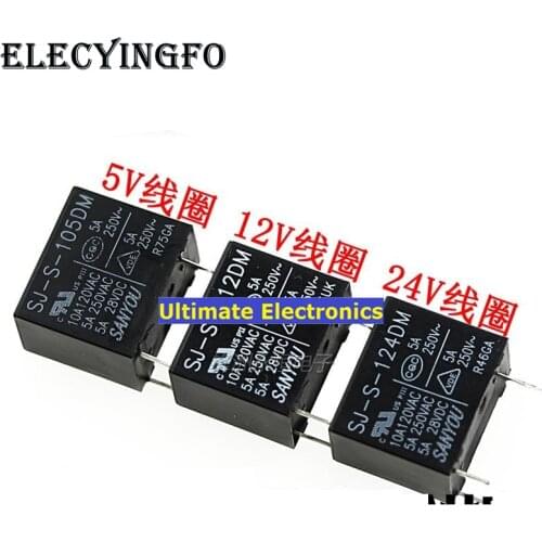 10pcs DM|SJ-S-105DM DM|SJ-S-112DM DM|SJ-S-124DM 5V12V24V 5A250VAC 4 feet normally open Relays