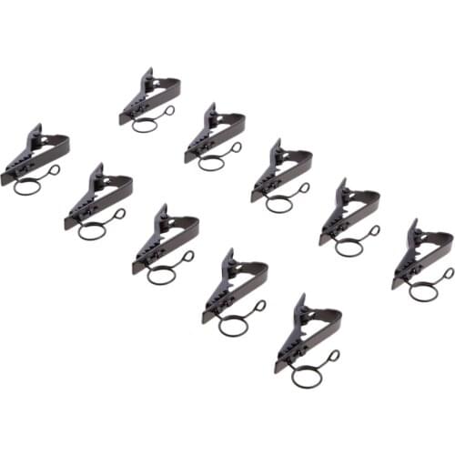 10Pcs Black Metal Ring Style Mini 10mm Dia Lavalier Lapel Collar Clip Mic Microphone Holder Grip for Samson Headset