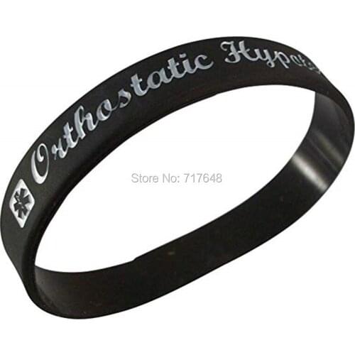 100pcs Medical Alert Orthostatic Hypotension wristband silicone bracelets free shipping by epacket A