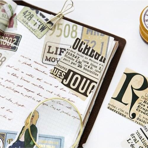 45pcs/box New Nostalgic Newspaper Pocket Label Stickers Diary Decoration Mini DIY Sticker Stationery