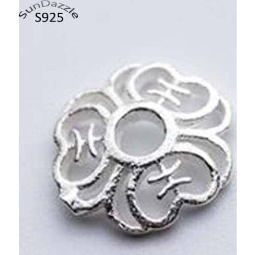 5pcs Genuine Real Solid 925 Sterling Plain Silver 8-9mm Flower Spacer Bead Caps Connector Jewelry Making Findings Accessories