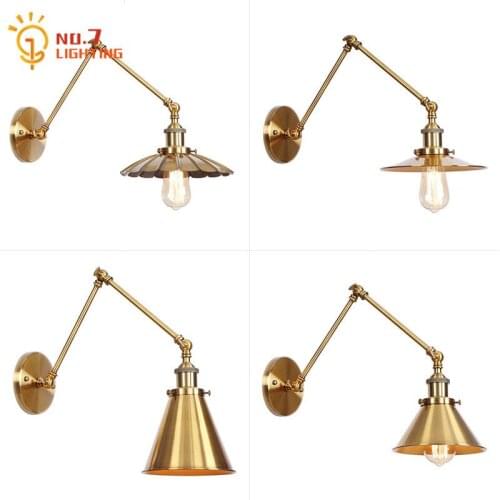 American Country Retro Wall Lamp Gold Lustre Bronze Decorative Wall Mounted Loft Decor Home Background Restaurant Coffee Shop