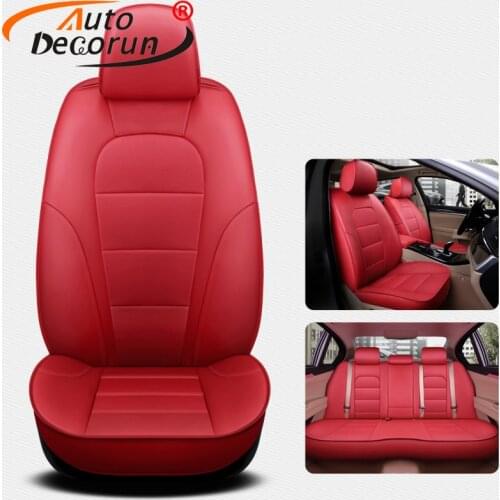 AutoDecorun 15PCS/Set Genuine Leather Seat Covers Set for Volvo V40 Accessories Seat Cover 2013-2018 Car Seats Protector Styling