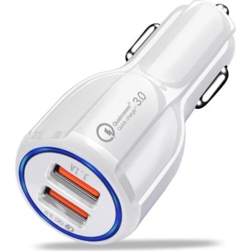 USB QC 3.0 Car Charger Quick Charge 3.0 Mobile Phone Charging Car Fast Charger 2Ports USB Portable Charger for iPhone 11 Xiaomi