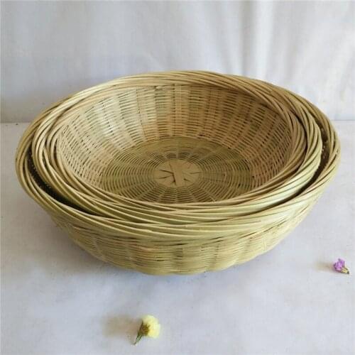 Dishes Hand made bamboo steamed bread basket Egg basket bamboo sieve rice basket fruit basket storage basket cake stand plates