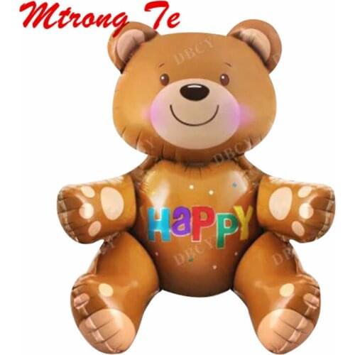 Large 3D Bear Foil Helium Balloons Happy Birthday Balls Inflatable Kids Toys Baby Shower Wedding Party Supplies Classic Toys