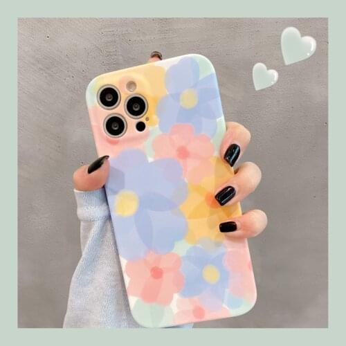 Cute Colorful Flowers Phone Case For iPhone 11 Pro Max 12 Mini X XS XR 7 8 Plus SE 2020 Fashion Floral Soft TPU Shockproof Cover