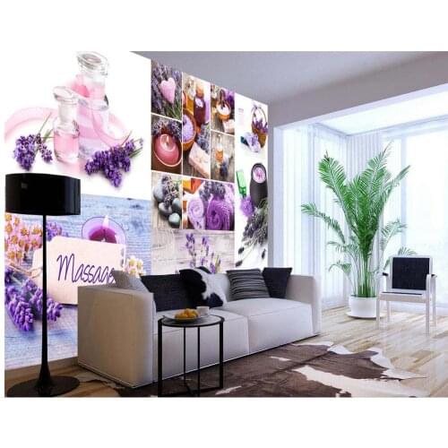 Home Decoration SPA lavender theme 3d murals wallpaper for living room window mural wallpaper painting wallpaper