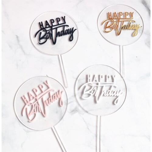 Happy Birthday Cake Topper Double Layer Acrylic Cupcake Topper for Birthday Party Cake Decorations Baby Shower Baking Supplies