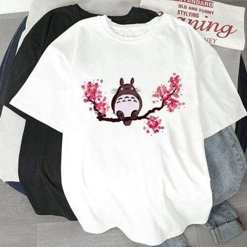 New for 2021 fashion T-shirt Hayao Miyazaki anime print T shirt anime clothes White O-Neck Short Sleeve Simple Top