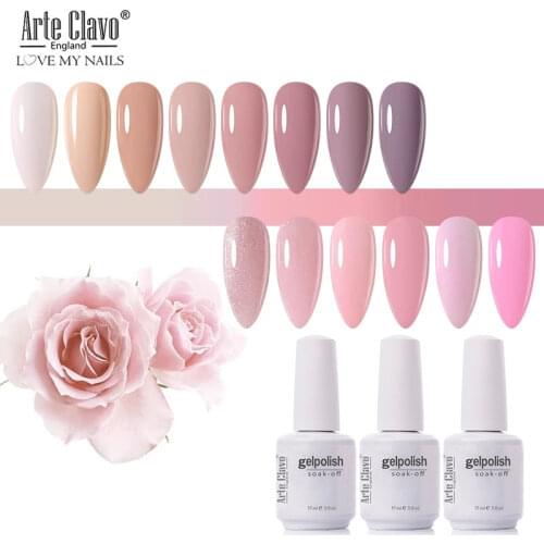 Arte Clavo Nail Polish UV Hybrid Gel Lak Pink Red Series Gel Varnish 15ml Nail Art Manicure Gel Polish Top Coat Nails Extensions
