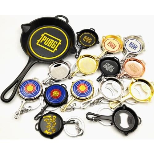 Game PLAYERUNKNOWNS BATTLEGROUNDS Cosplay Jewelry Metal Alloy Key Ring Pan Model Keychain PUBG