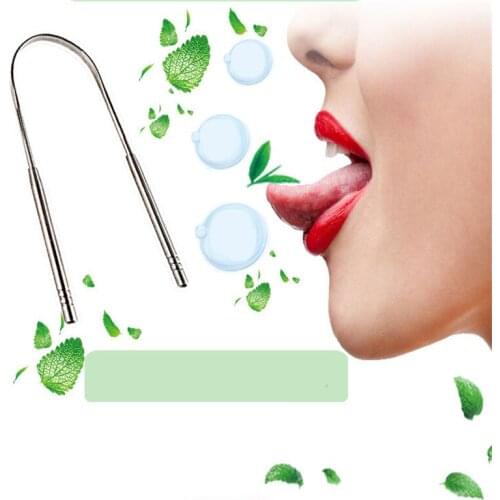 1PC Dental Oral Hygiene Care Tool Hot Sale Stainless Steel Tongue Scraper Cleaner Fresh Breath Cleaning Tongue Loaded Toothbrush