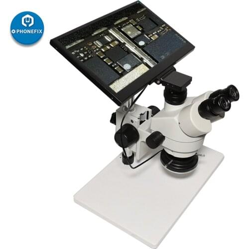 Integrated Trinocular Stereo Microscope Digital Camera Video Microscope with Display Screen for Phone PCB BGA Soldering Repair