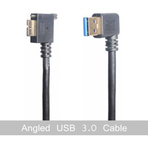 Micro USB 3.0 Cable, 90 Degree Left Micro-B 3.0 to 90 Degree Left USB 3.0 A Male Double Angled 5Gbps Cable with Screw the Lock