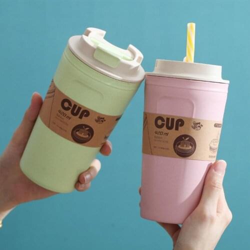 Coffee Cup BPA Free Portable bamboo Fiber Sustainable Travel Tumbler Mug Sealed cup with hand cup Creative student Water Bottles