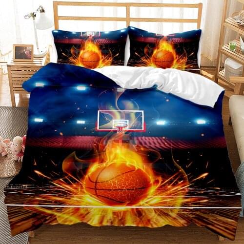 Super Fire Basketball Series Home Textile Teen Bedding Set Twin Full Queen King Sizes Quilt Cover with Pillow Cases Bed Linings