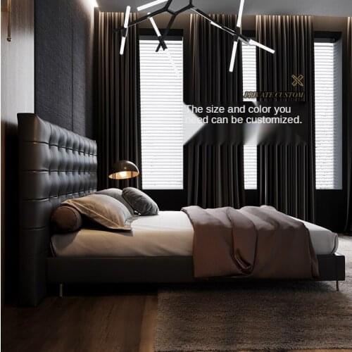 Shengco Viscean leather bed modern minimalist style Nordic wedding bed high back soft bed double 1.8 meters