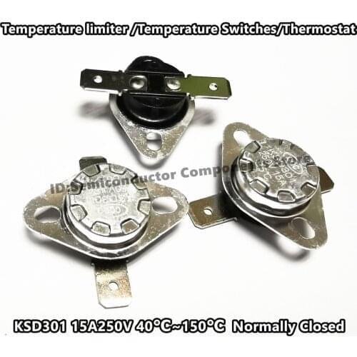 KSD301 15A250V 100 105 110 120 125 130 140 150degree over temperature power off NC Temperature sensor switch limiter /Thermostat