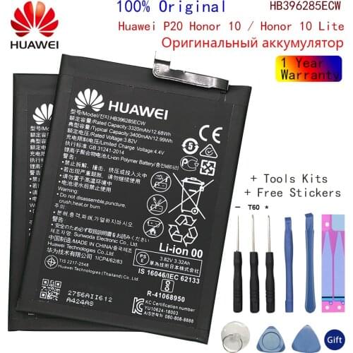 Hua Wei Original 3400mAh HB396285ECW Phone Battery For Huawei P20 Honor 10 COL-AL00 COL-AL10 COL-TL00 COL-TL10 COL-L29 + Toolkit