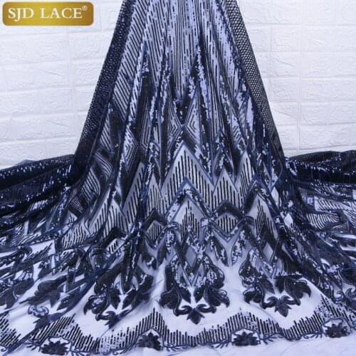 Fashion African Lace Fabric With Sequins 2019 New French Nigerian Mesh Lace Fabric Very Soft Skin For Bridal Dress SewingA1742
