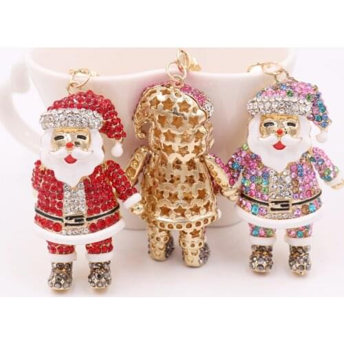 Fashion Jewelry Keychain Christmas Series Jewelry Pendant Gift Alloy Paint Rhinestone Crafts