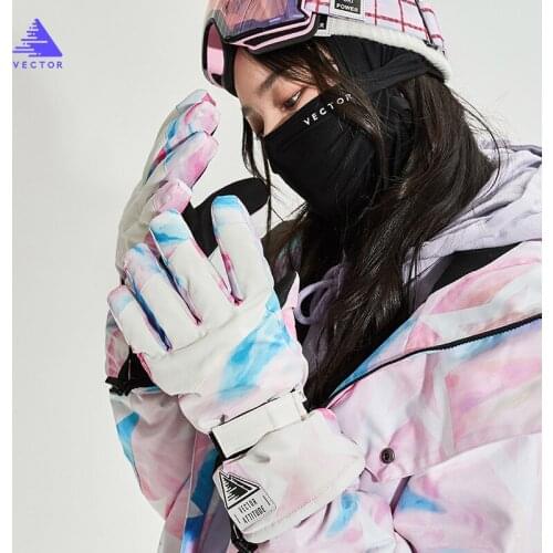 Mens And Womens Winter Warmth And Velvet Thickened Waterproof Cold And Windproof Ski Gloves