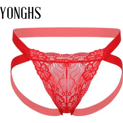 Gay Mens Sexy Lingerie Briefs Thongs Panties See-through Lace Bulge Pouch G-string Underwear Low Waist T-back Sissy Underwear