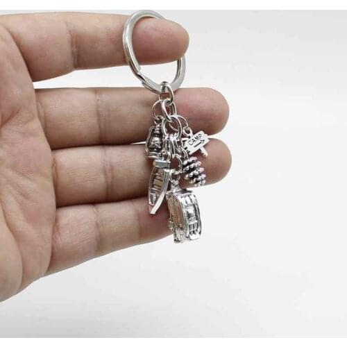 New camping key travel keychain, trailer RV campsite keychain, outdoor nature, summer vacation, snowbird key ring souvenir